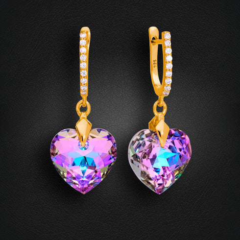 Sudraba auskari "Iemīlējusies Sirds III (Vitrail Light)" ar Swarovski™ kristāliem
